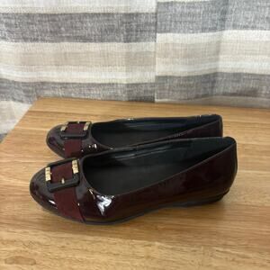 Pesaro Patent Burgundy Buckle Flats‎ Size 6